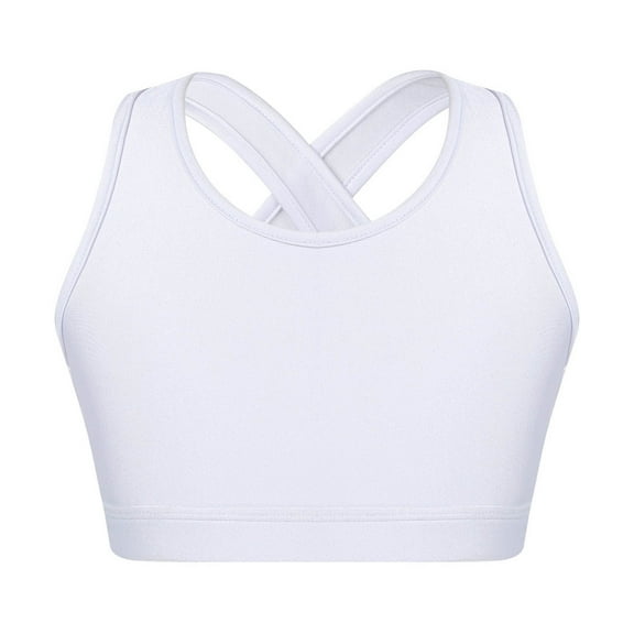 Alvivi Kids Girls Yoga Sport Bra Top U Neck Shoulder Straps Cross Crop Tops 4-16 A White 8