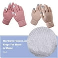 thumbnail image 4 of Women's Winter Touchscreen Gloves Warm Fleece Lined Knit Gloves Elastic Cuff Winter Texting Gloves - Pink + beige, 4 of 5