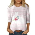 thumbnail image 1 of Outfmvch Chemises de Pâques pour Femmes, Blouses & Hauts, Manches 3/4 Hauts pour Femmes, T-Shirts Graphiques, T-Shirts Imprimés de Pâques Mignons Col Rond Manches Trois-Quarts, Chandails en Molleton Col Rond Femmes Rose TG, 1 of 4