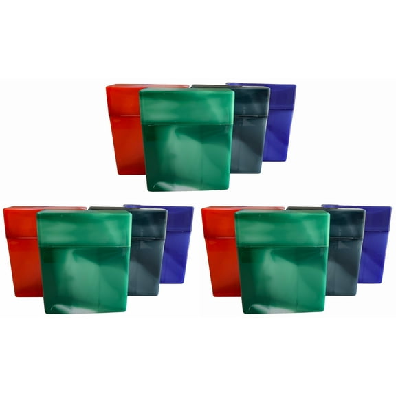 12PK King Size Crush-Proof Plastic Flip Open Case Holds 25 Cigarettes - 2602