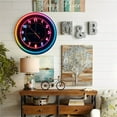 thumbnail image 4 of Stylish Neon Wall Clock for Modern Home Decoration 10-Inch Silent Wooden Wall Clock, Battery Operated (AA Batteries Not Included), Artistic Home Decor, 4 of 7