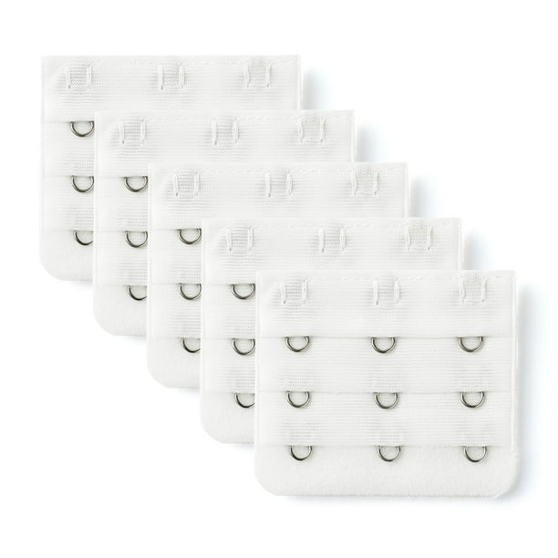 Señora 5Pcs 3 Gancho De 3 Filas Longitud Ajustable Correa Del Sujetador Extensor Ganchos De Hebilla Blanco Puro 5Pcs Una Talla