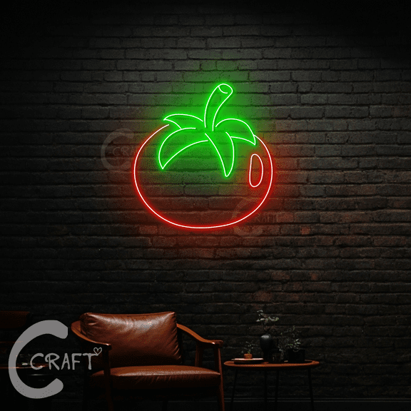 C-CRAFT Tomato Neon Sign Led Light Up 27 inch for Vegetable Store Wall Art Decor