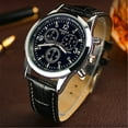 thumbnail image 2 of SUSHNAG Leather Strap Watch Mens Quartz Dial Band Faux Numerals Analog Band Black Wrist Watch Roman Black Leather Men'S Watch, 2 of 9