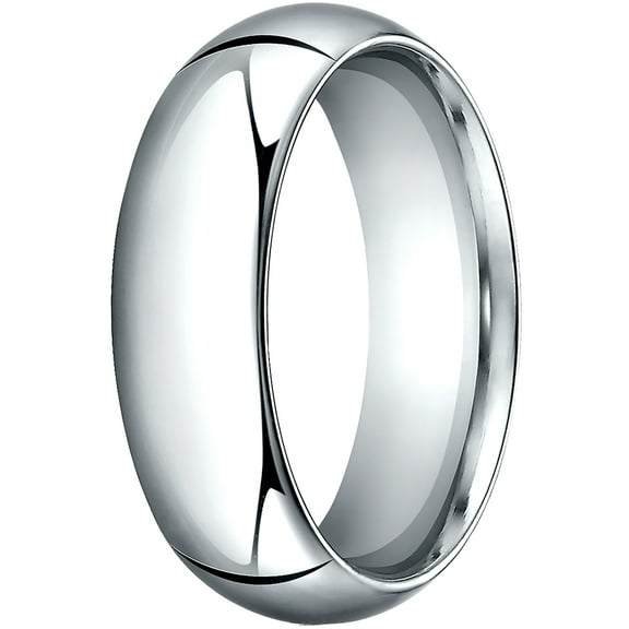 Mens 14K White Gold, 7.0mm High Dome Heavy Comfort-Fit Wedding Band (sz 9.5)