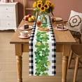 thumbnail image 2 of St. Patrick's Day Table Runner - 60 Inch Long Green Shamrock Grasses Black White Plaid Cotton and Linen Blended Dress Scarves Farmhouse Table Runner for Kitchen Dining, Coffee Table, 13" x 60", 2 of 8