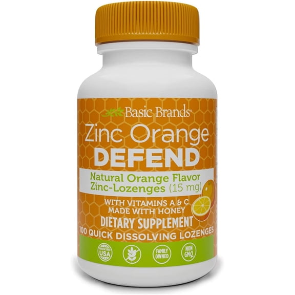 Basic Organics Zinc Lozenges With Orange Flavor - 100 Tablets