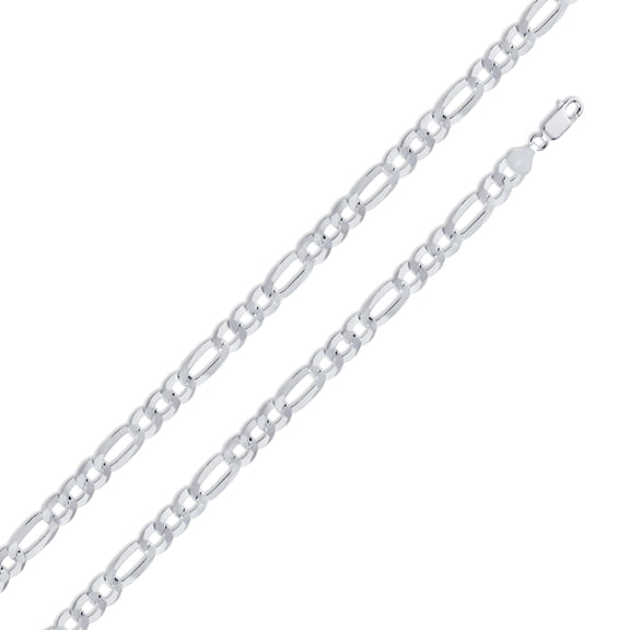 Sterling Silver 925 High Polished Figaro 180 Chain 7.8mm Made in Italy 16" Jewelry Female Unisex