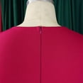 thumbnail image 6 of AURA Plus Size Bodycon Midi Dress Ruffle Detail High Waist Crewneck Short Sleeve Elegant Summer Office Dress with Zipper, 6 of 9