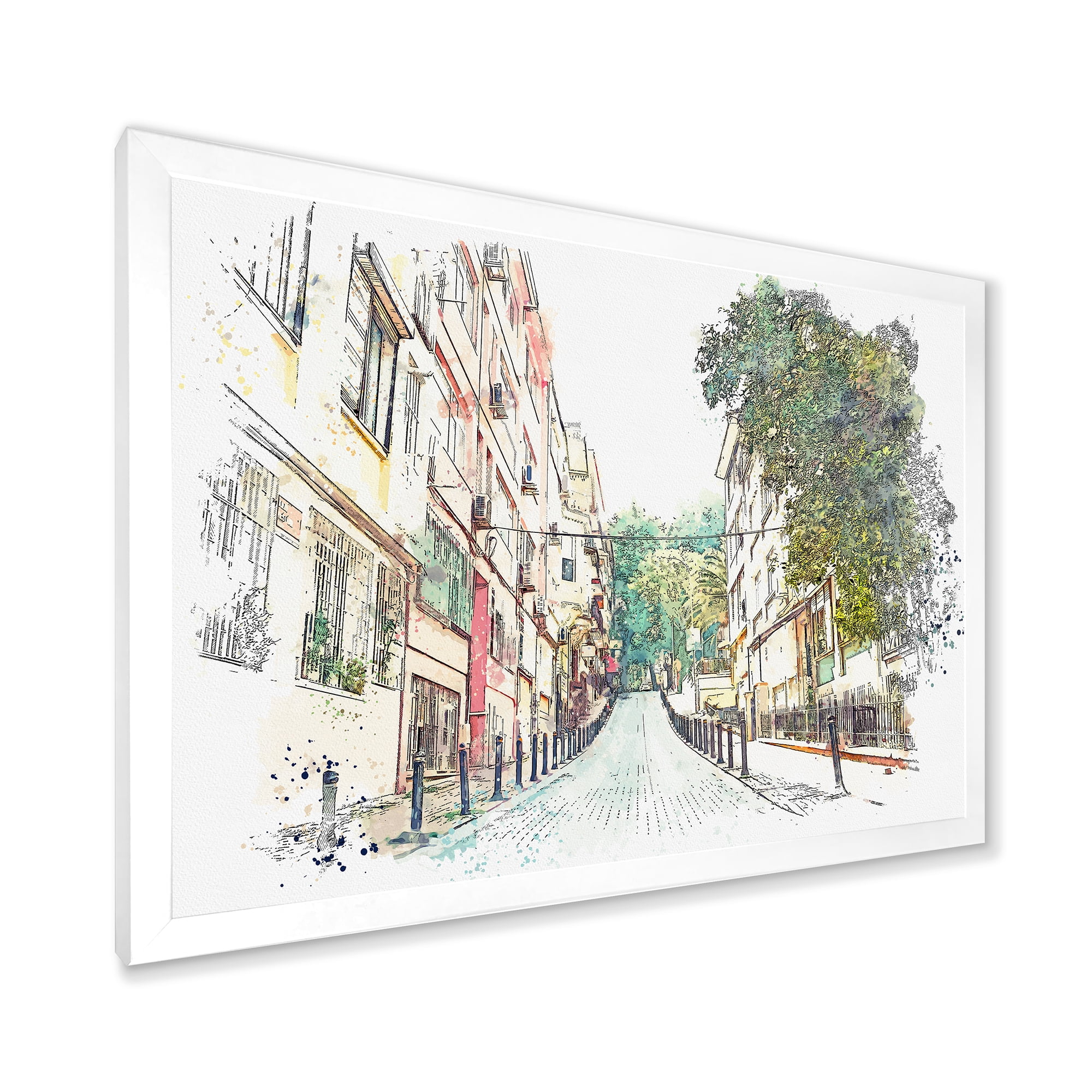 Designart 'Traditional Street In City Istanbul' Traditional Framed Art Print