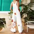thumbnail image 4 of WULMLEO Women's Halloween Jumpsuit Sleeveless Casual Travel Romper Going Out Fall 2026 Floral Rompers Loose Graphic Plus Size Overalls with Pockets White 3XL, 4 of 5