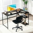 thumbnail image 2 of Costway 48'' Reversible L Shaped Computer Desk Home Office Table Adjustable Shelf Brown, 2 of 10