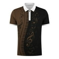 thumbnail image 4 of DeHolifer Men T-shirts Short Sleeve Piano Printed Turndown Collar Half Zipper T-shirt Casual Fashion Blouse Tops Brown L, 4 of 5