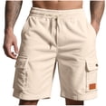 thumbnail image 2 of Short for Men Summer Corduroy Drawstring Waist Loose Solid Color Multiple Pockets Work Pants Outdoor Fitness Pants Beach Shorts, 2 of 9