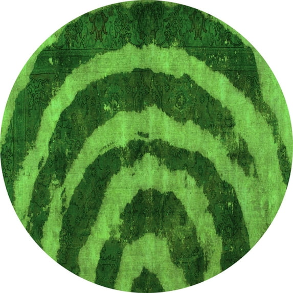 Ahgly Company Indoor Round Abstract Green Modern Area Rugs, 3' Round