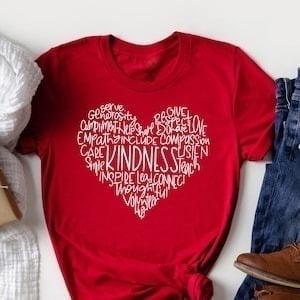 Cute Heart Be Kind Graphic Tees, Valentine’s Day Shirt, Mommys Valentine Shirt, Gift for Valentine, Womens Kindness Shirts,Anniversary Shirt