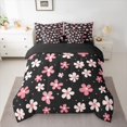 thumbnail image 2 of Homewish Kawaii Blossom 7-Piece Twin Bedding Sets,Cute Flower Floral Bedding Comforter Set,Pink White Black Sheet Sets For Girl Teens,Super Cozy Room Decor Reversible, 2 of 8