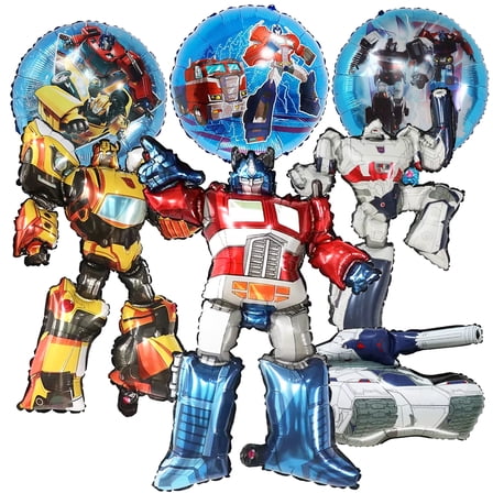 Boys Cartoon Figure Foil Balloon for Party Decorations, 7-Pack Warrior Character Birthday Party Balloon Set 