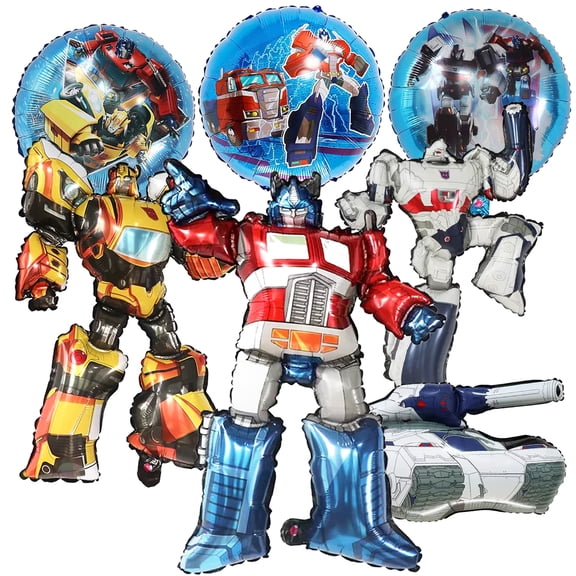 Boys Cartoon Figure Foil Balloon for Party Decorations, 7-Pack Warrior Character Birthday Party Balloon Set 