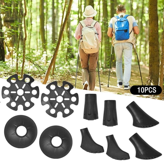 10Pcs Trekking Pole Tips Rubber Replacement Protectors for Hiking Sticks & Nordic Walking Poles