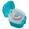 thumbnail image 5 of Blue Denture Case, Denture Cup with Strainer, Denture Bath Box False Teeth Storage Box with Basket Net Container Holder for Travel, 5 of 5