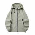 thumbnail image 2 of Karymi Womens Tops Zip‑Up Hooded Windbreaker Waterproof Jacket, Long Sleeve Adjustable Drawstring Hem Outdoor Coat with Zipper Pockets Rain Coats for Women, 2 of 5