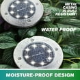 thumbnail image 3 of Bell + Howell Solar Powered Swivel Disk Lights, Outdoor Path Lights with 8 LED Bulbs, Stainless Steel 4 Pack, 3 of 13