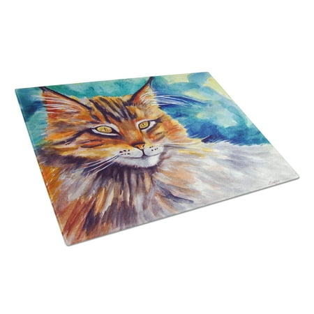 

Carolines Treasures 7421LCB Maine Coon Cat Watching you Glass Cutting Board Large 12H x 16W multicolor