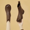 thumbnail image 6 of Bnwani Women Boots Footwear New Winter Fashion Toe Zipper Flat Mid-Calf Fleece Leather Boot Brown Size 5.5, 6 of 7