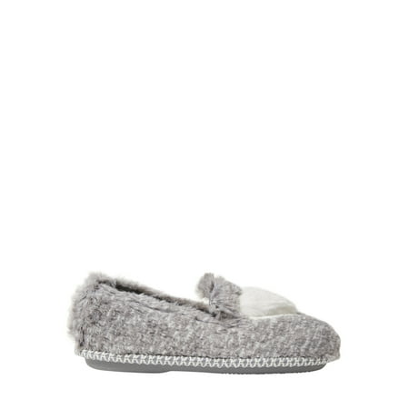 Dearfoams Girls Pile Closed Back w Heart Slippers