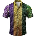thumbnail image 3 of IWRICH Mardi Gras Shirts for Men Plus Size Short Sleeve Button down Shirt Casual Regular Fit Tops Holiday Vacation Outfits 11-Gold XXXXL, 3 of 5
