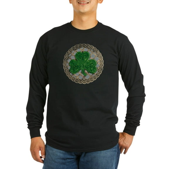 CafePress - Shamrock And Celtic Knots Long Sleeve T Shirt - Long Sleeve Dark T-Shirt