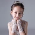 thumbnail image 3 of Girls Lace Gloves Princess Gloves for Kids Party Gloves Wedding, Formal Pageant Gloves, 3 of 6