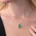 thumbnail image 4 of Gem Stone King 925 Silver Green Malachite and White Lab Grown Diamond Pendant Necklace for Women (10.02 Cttw, Gemstone Birthstone, Emerald Cut 14X10MM, with 18 inch Silver Chain), 4 of 4