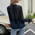 thumbnail image 3 of FAKKDUK Shirts for Women Fall Long Sleeve Womens V Neck Full Sleeve Casual Tees Blouses Tops Women's Solid Fashion Pullover Blouse Loose Fitting Top, Navy&L, 3 of 7