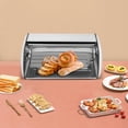 thumbnail image 2 of Stainless Steel Bread Box 17" Roll Top Bread Bin Large Capacity Loaf Bread Storage Container for Kitchen Countertop Homemade Bread Pastries Pancake, 2 of 9