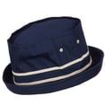thumbnail image 3 of Big Size Striped Hat Band Fisherman Bucket Hat - Navy Khaki XL-2XL, 3 of 5