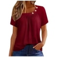 thumbnail image 1 of LUOGENLI T-shirts pour Femme pour Femmes T-Shirt à Manches Courtes Uni à 3 Boutons Haut T-Shirt pour Femmes T-shirts Amusants pour Femmes T-shirts Graphiques Vêtements d'Été 4xlt T-shirts pour Femmes T-shirts Graphiques Vêtements d'Été Rouge P, 1 of 6
