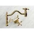 thumbnail image 3 of Kingston Brass KS2107AX Heritage Two-Handle 1-Hole Wall Mount Pot Filler Faucet in Brushed Brass, 3 of 8