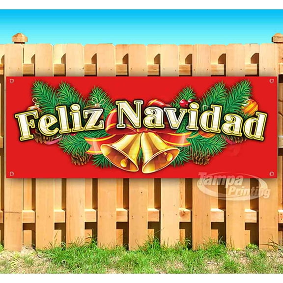 Feliz Navidad 13 oz Vinyl Banner With Metal Grommets