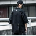 thumbnail image 3 of Techwear Harajuku Matte Black Tee Japanese Samurai T-Shirt Kanji Embroidery Shirt, 3 of 5
