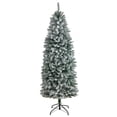 thumbnail image 3 of Nearly Natural 6' Slim Fir Flocked Artificial Christmas Tree Prelit 250 LED Lights, 3 of 10
