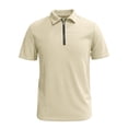 thumbnail image 5 of hoksml Men's Soft Stretch Fabric Blend Waffle Knit Half Zip Collared Short Sleeve Shirt, Solid Casual Summer Golf Daily Top, 5 of 5