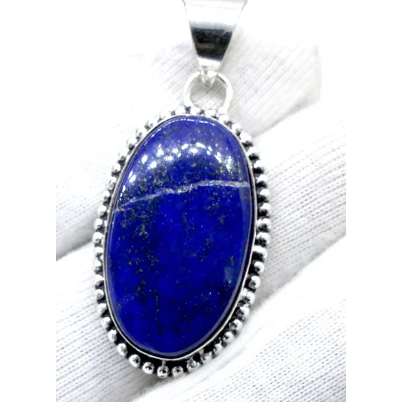 925 Sterling Silver Lapis Lazuli Gemstone Handmade Jewelry Pendant Size-2