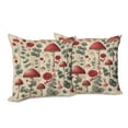 thumbnail image 5 of Ambesonne Rustic Throw Pillow Cover Pack of 2, Floral Woodland Mushrooms, 2 Pcs-24" x 24", Champagne Dark Coral, 5 of 5