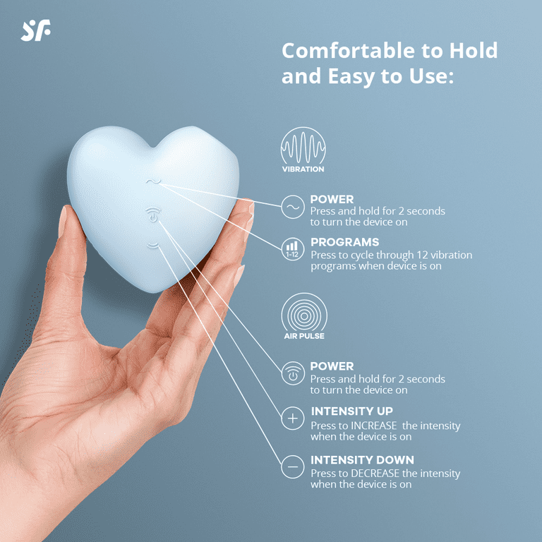 Satisfyer Cutie Heart Air-Pulse Vibrator with Clitoral Stimulation -  Clitoris Sucking Dildo + Vibration - Adult Sex Toy, Female Pleasure Device,  Waterproof, Rechargeable (Blue)