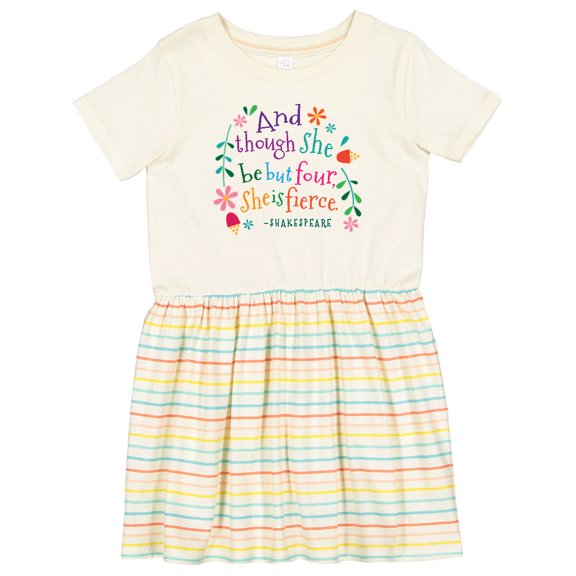 Inktastic 4th Birthday She is Fierce 4 Year Old Girl Girls Toddler Dress
