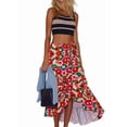 thumbnail image 3 of Women'S Boho Wrap Front Self Tie Knot Ruffle Hem Split Midi Skirt Mixed Color XXL, 3 of 6