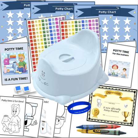 Blue Potty Chair with Lid, 324-Piece Toilet Training Kit, 18 Months - 4 Years