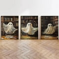 thumbnail image 4 of Vintage Library Ghost Canvas Poster Prints Prints Disco Ghost Wall Art Decor Disco Halloween Ghost Painting Preppy Funny Halloween Pictures for Bedroom Home Decor(Framed canvas), 4 of 6